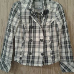 Aeropostale Plaid Button Up Pea Coat